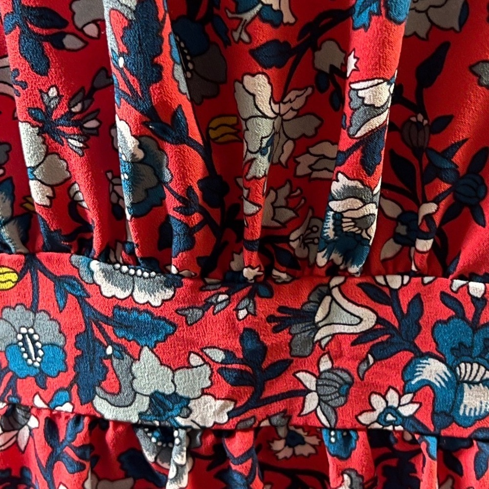 LOFT Outlet Dress Coral Multi Floral Halter Neck Tie Back Garden Party L Keyhole - Picture 3 of 8